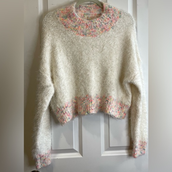 Free People Stardust Pullover Super Soft & Cozy Sweater in Dove Combo Size Small - Picture 5 of 9